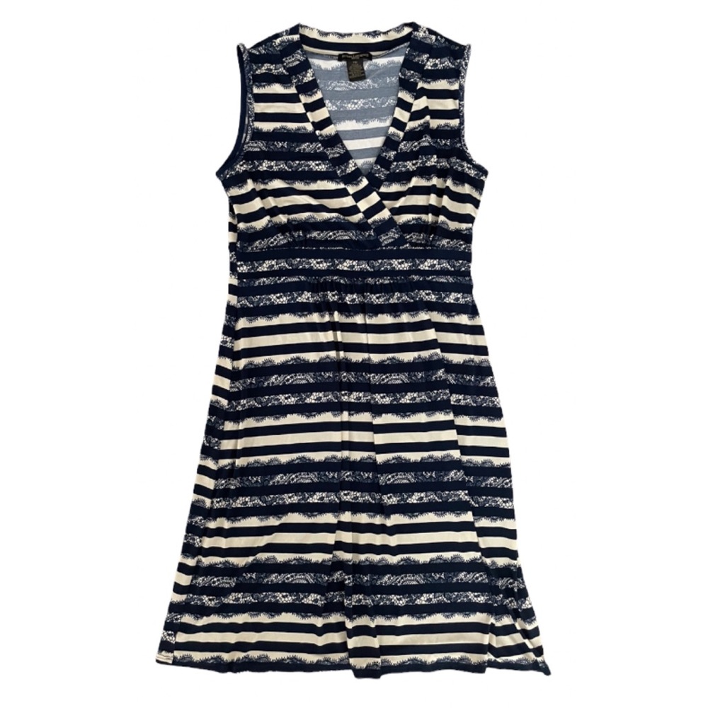 COPY - Susan Lawrence Stripe and Lace Print Dress Size Medium Petite